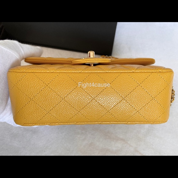 Mini Rectangle Classic Flap Bag Yellow Caviar LGHW - Picture 6 of 8